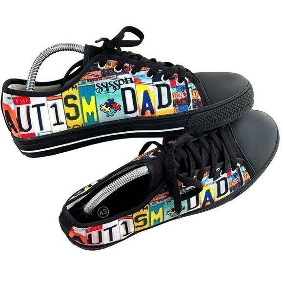 Autism Dad's Custom Shoes Men's Size 10 (43) License Plate Graphic Multi-Color # - Picture 4 of 10